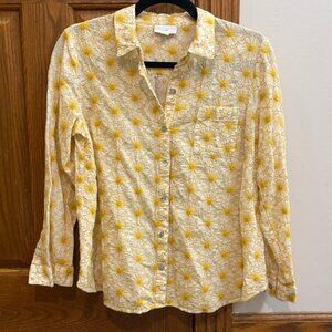 JJill Sunflower Yellow Embroidered Long Sleeve Blouse *Small, see measurements